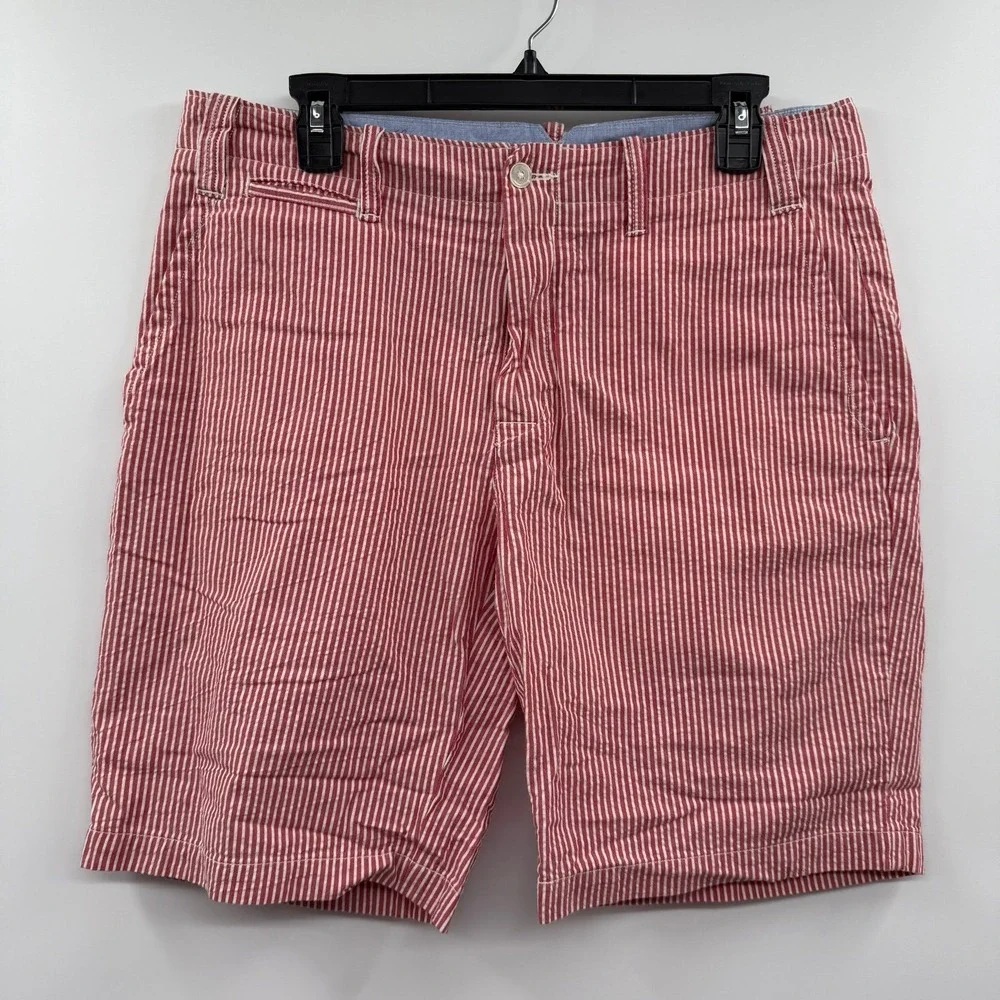 Polo Ralph Lauren Men's Classic‎ Fit Chino Shorts White red Pinstriped size 33